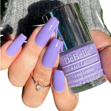 Debelle Gel Nail Polish Blueberry Crepe (Lavender Nail Paint)|Non Uv - Glossy Finish |Chip Resistant | Seaweed Enriched Formula| Long Lasting|Cruelty And Toxic Free| 8Ml